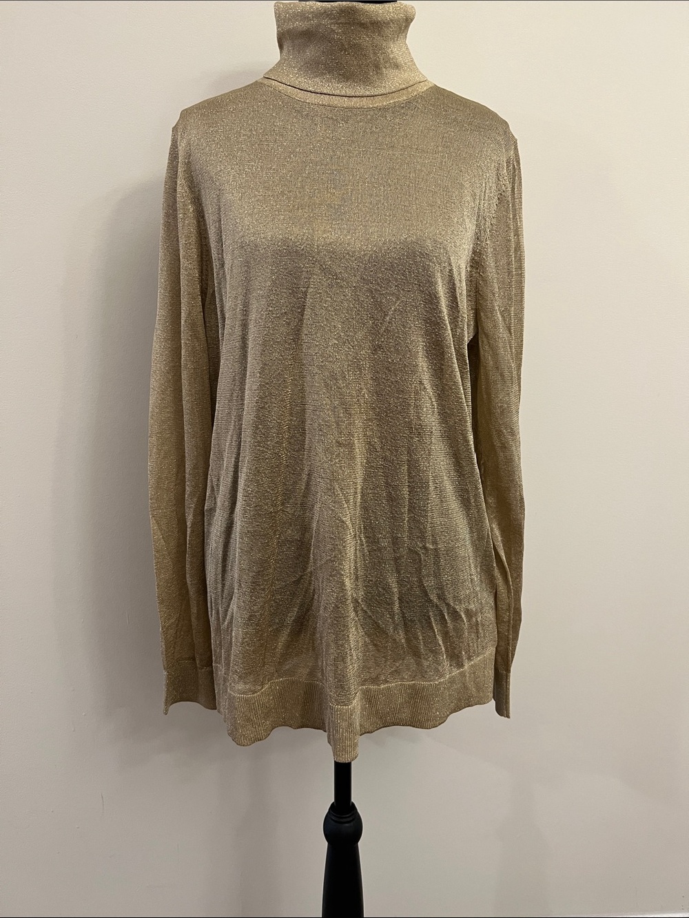 Michael Kors Metallic Gold Sweater Sheer Top